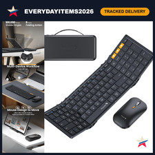 Full-Size Foldable Keyboard & Mouse Combo for Travel - Wireless, Compact, Black picture