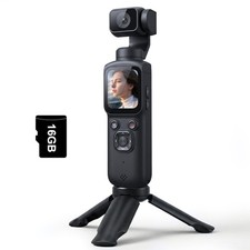 Lmzour 4K Vlogging Camera with 330° Rotating Lens & Face Tracking, Black picture