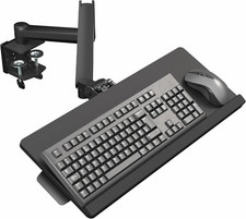 VIVO Sit-Stand 24 Inch Pneumatic Spring Keyboard and Mouse Tray Clamp-On Desk Mo picture