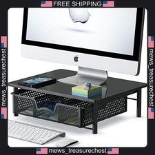 Monitor Riser with Drawer, Black, Metal, 15.75 W x 11.8 D x 5 H picture