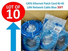 Lot of 10 🔥 ✅ CAT6 Ethernet Patch Cord 35FT, RJ-45 LAN Network Cable Blue picture