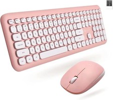 Pink White X9 Wireless Keyboard Mouse Combo Colorful Set for PC Laptop picture