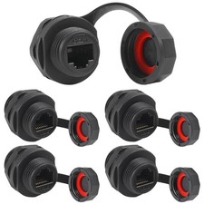 5pcs RJ45 Ethernet LAN Cable Connector CAT6 Shielded Industrial Panel Mount B... picture