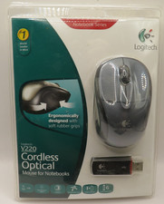 Logitech V220 Cordless Optical Mouse Notebook Series Black NEW in Sealed Package picture