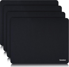 Alfombrilla Raton 4 Pzs Negra 28x22cm Base Antideslizante Lavable Oficina Gamer picture