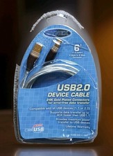 USB 2.0 Device Cable Dynex 6 Foot A Male To B Male 24k Gold Plated Connectors picture