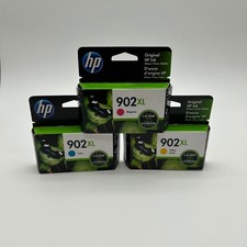 HP 902XL Ink Cartridges Bundle 3-Pack CMY Cyan Magenta Yellow Yield Exp. 2022 picture
