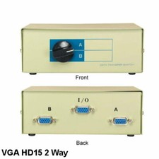 Kentek VGA Manual Data Switch 2 Way Rotary Dail Type HD15 PC Monitor Display AB picture