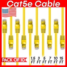 10 PACK Cat5e Cable Yellow Cat 5 Patch Cord Ethernet RJ45 Connectors LAN Wire picture