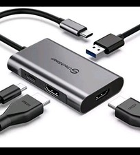 UTECHSMART USB-C Hub Multi-Function 4 In 1 HDMI x2 Type C port x1 USB 3.0 x1 New picture