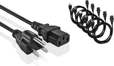 Universal AC Power Cable - 5 Pack- 3 Prong PC Power Cord Replacement for... picture