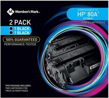 MEMBER'S MARK HP 80A TONER CF280A 2-PACK *DISTRESSED PKG picture