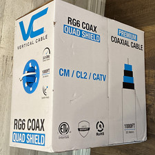 VC RG6 Quad Shield Coaxial Cable 1000 ft White Spool Bare Wire Ends picture