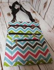 TABLET MESSENGER IPAd PADDED, Chevron multiple colors PURSE BAG SCHOOL TRAVEL. picture