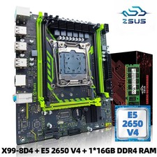 ZSUS X99-8D4 Motherboard Set Kit With LGA2011-3 Xeon E5 2650 V4 CPU DDR4 16GB T picture