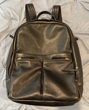 Black Leather Fossil Laptop Backpack picture