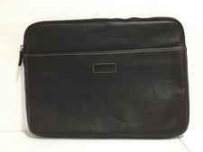 Levenger Bomber Jacket Brown Leather Zip Briefolio Padded Laptop Sleeve READ picture