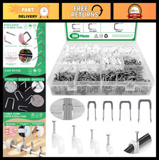 800Pcs J-Hook Ethernet Cable Clips with Steel Nails, Insulated U Staple for Home picture