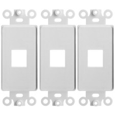 3x 1 Port Ethernet Keystone Jack Insert Decora Wall Plate Faceplate 1-Gang White picture