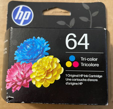 HP 64 TRI-COLOR GENUINE INK CARTRIDGE ( N9J89AN) - FACTORY SEALED NEW - 10/2027 picture
