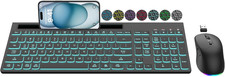 Wireless Keyboard and Mouse Combo, 7 Backlit Effects, Light up Letters picture