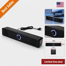 Bluetooth Soundbar Speaker Wired USB Stereo Sound LED Light PC TV Black picture
