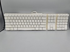 Apple A1048 White Clear Wired USB Keyboard Full Size 2-Port Hub Tested picture