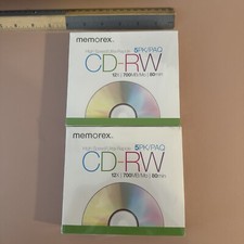 Memorex 5 pack high speed Ultra Rapide 12x 700MB 80min. CD-RW Pack Of 2 picture
