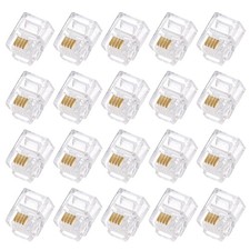 Telephone Modular Plug Male RJ11 Connectors Copper Core 6P4C 20Pack picture