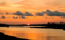 Landscape sunset orange sky lake nature sun Custom Gaming Mat Desk picture