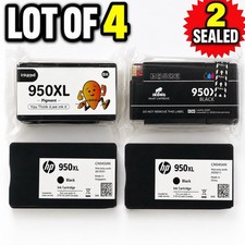 HP 950XL Black Ink Lot 4 OEM + Compatible 2 Sealed Inkpad IKONG Expired picture