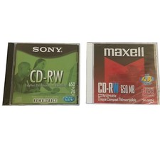 2 New Sealed Sony & Maxwell CD-RW 650MB 74 Min Sealed CDs Rewritable CDRW650L picture