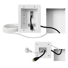 In-Wall TV Cable Concealer Kit - Recessed Power, Triple Outlet, 9ft Cord, Easy C picture
