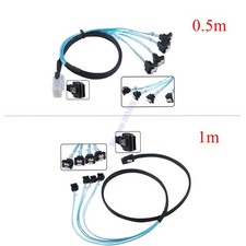 SAS 36Pin SFF-8087 to 7Pin 4X SATA Right Angle Breakout Splitter Cable 0.5 or 1m picture