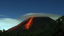 Landscape nature sky clouds volcano eruption lava trees Custom Gaming Mat Desk picture