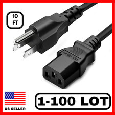 10FT AC Power Cord Cable Universal Replacement For Xbox PSU Monitor PC LOT picture