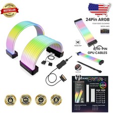 RGB Cable Kit: 24-Pin & 8/16-Pin GPU ARGB PSU Extensions, 81 LEDs, Black picture