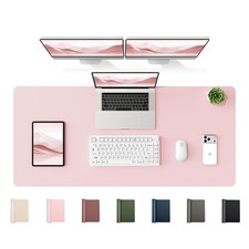 47.2x24 Inch Large PU Leather Desk Mat Keyboard Mouse Waterproof Pad Pink picture