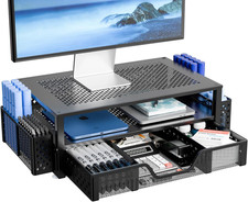 Monitor Stand with Drawer, 2-Tier Laptop Stand, Black picture