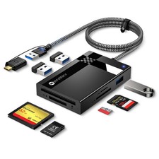 SD Card Reader 7 in 1, [Dual Connector USB3.0, 2.5FT Nylon Cable] picture