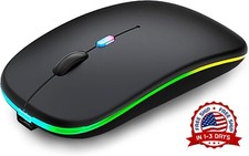 Ratón inalámbrico Bluetooth, ratón recargable para ordenador portátil (Negra) picture