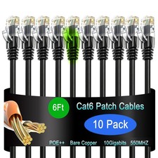 Cat6 Ethernet Patch Cable 6 ft (10 Pack), Cat6 Patch Cable for Data Centers, ... picture
