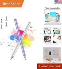Universal Capacitive Stylus Pen for All Touch Screens: 2-Pack, Purple & Silver picture