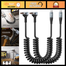Coiled 3ft USB A to USB C Cable - 90 Degree Angled Connector, 2-Pack for Car Use picture