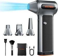 WOLFBOX MF200 Compressed Air Duster w/Removable Battery & 4 Nozzles Mini Blower picture