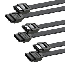 SATA Cable III for SSD HDD Data 3 PCS 6Gbps 15 Inch (Black, Unbraided) picture