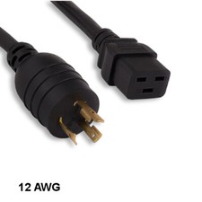KNTK 6ft AC Power Cord NEMA L6-20P to IEC-60320 C19 12 AWG 20A 250V SJT Cable picture