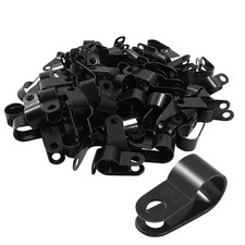 100 Pcs Black R-Type Cable Clip 3/8 Inch Nylon Plastic R Type Wire Clamp picture