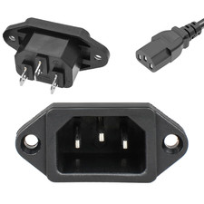 QTEATAK 3 Pack Screw Mount 3 Pins Inlet Power Plug Socket IEC320 C14 AC 250V 10A picture