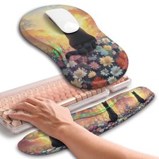 2in1 Combination Wave Keyboard Wrist Rest Ergonomic Mouse Pad Memory Foam Cat picture